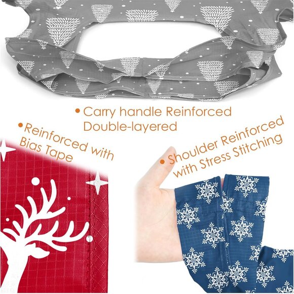 Christmas Reusable Gift Bags,6 Pack Large Holiday Tote Foldable Cloth Bag for Wo - Picture 4 of 8